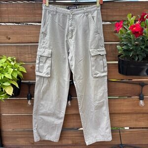 Plugg Cargo Pants Mens 33x34 Tan Khaki Good Used Condition Y2K Skater Pockets